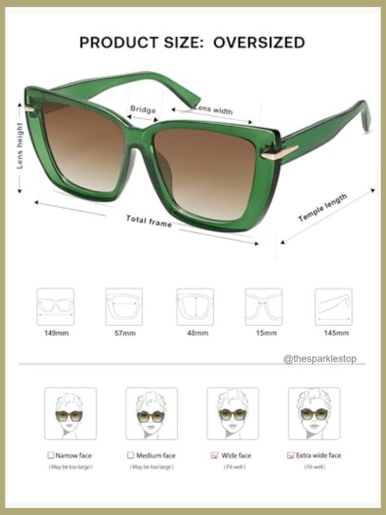 Oversized Cat Eye Sunglasses with UV400 Protection, Plastic Frames
